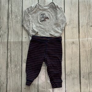 Carter’s 6mo Gray and Navy Striped Koala Outfit